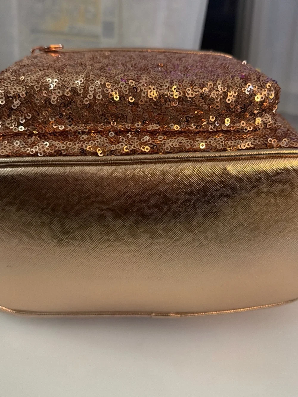 Loungefly Rose Gold Sequin Mickey Ear Mini Backpack